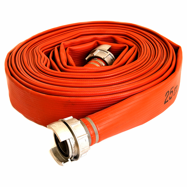 FIRE HOSE GUARDMAN RED WITH NORLÅS 1 COUPLINGS, ALUMINIUM